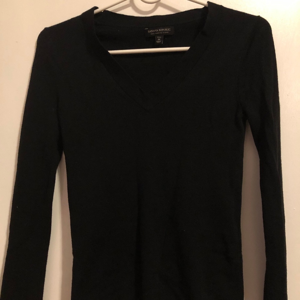 Banana Republic 100% Merino Wool V-Neck Sweater PM